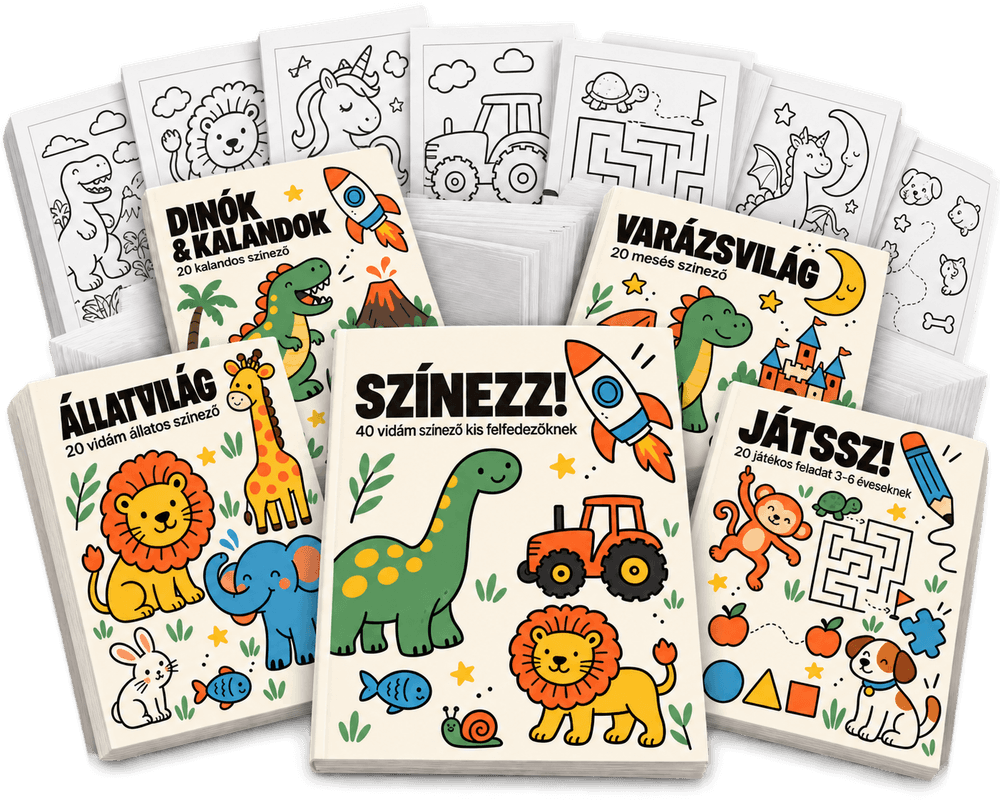 A SZÍNEZZ! Mega Pack: az öt csomag borítója egymás mellett